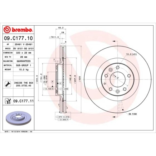 09.C177.11 BREMSSCHEIBE BREMBO VA  VP1 - ATU