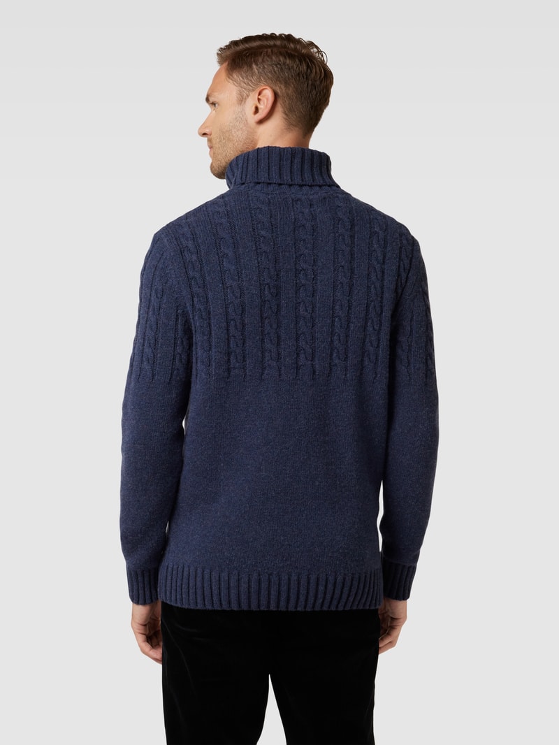 Strickpullover mit Zopfmuster in marineblau