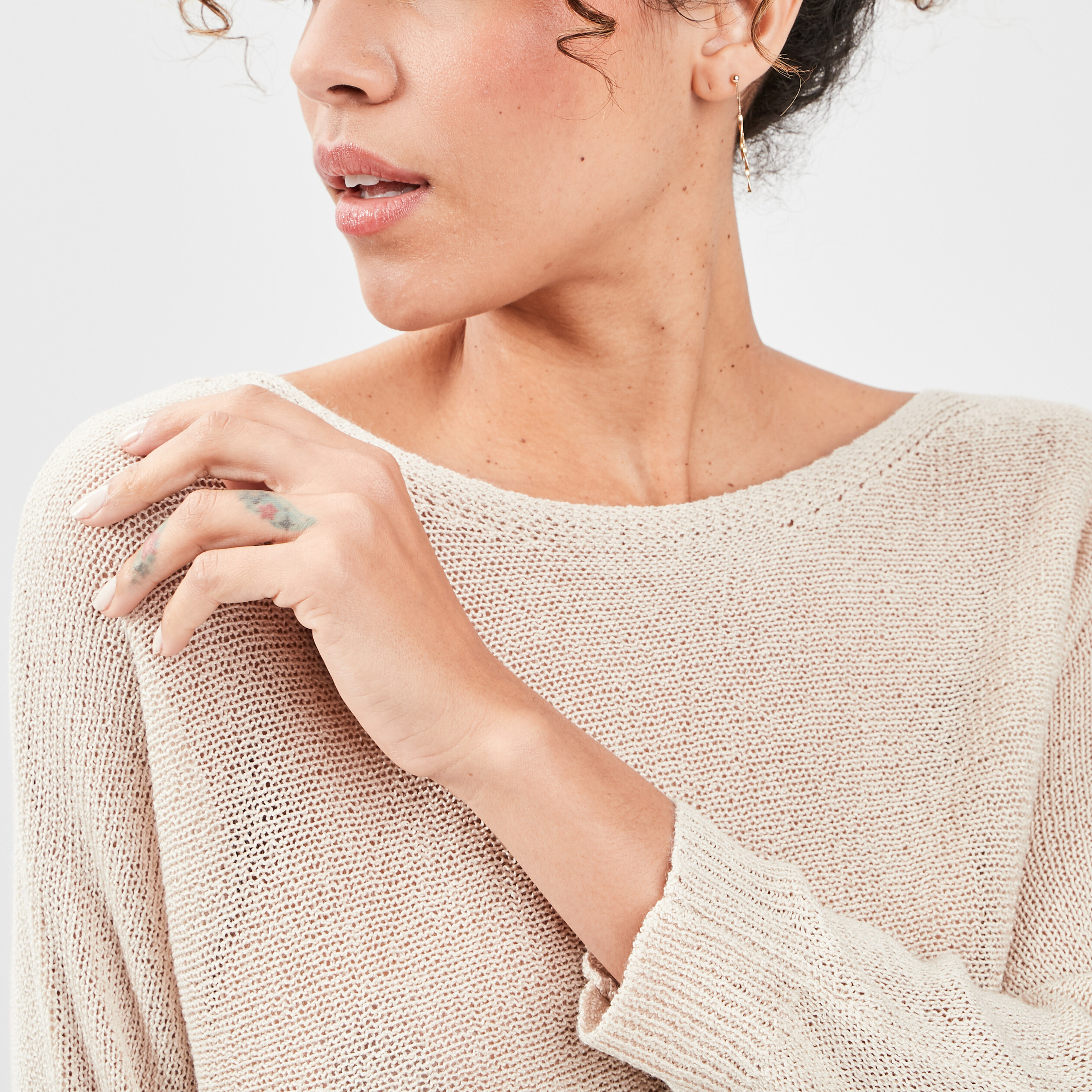 Pull manches longues sable femme | La Halle