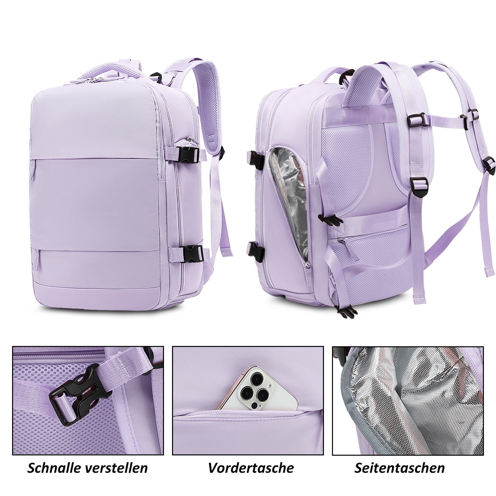 TAN.TOMI Reiserucksack 45L Reiserucksack, Handgepäck Rucksack, Lässiger Tagesrucksack, Wasserdichter Reiserucksack mit USB Ladeanschluss Schuhfach