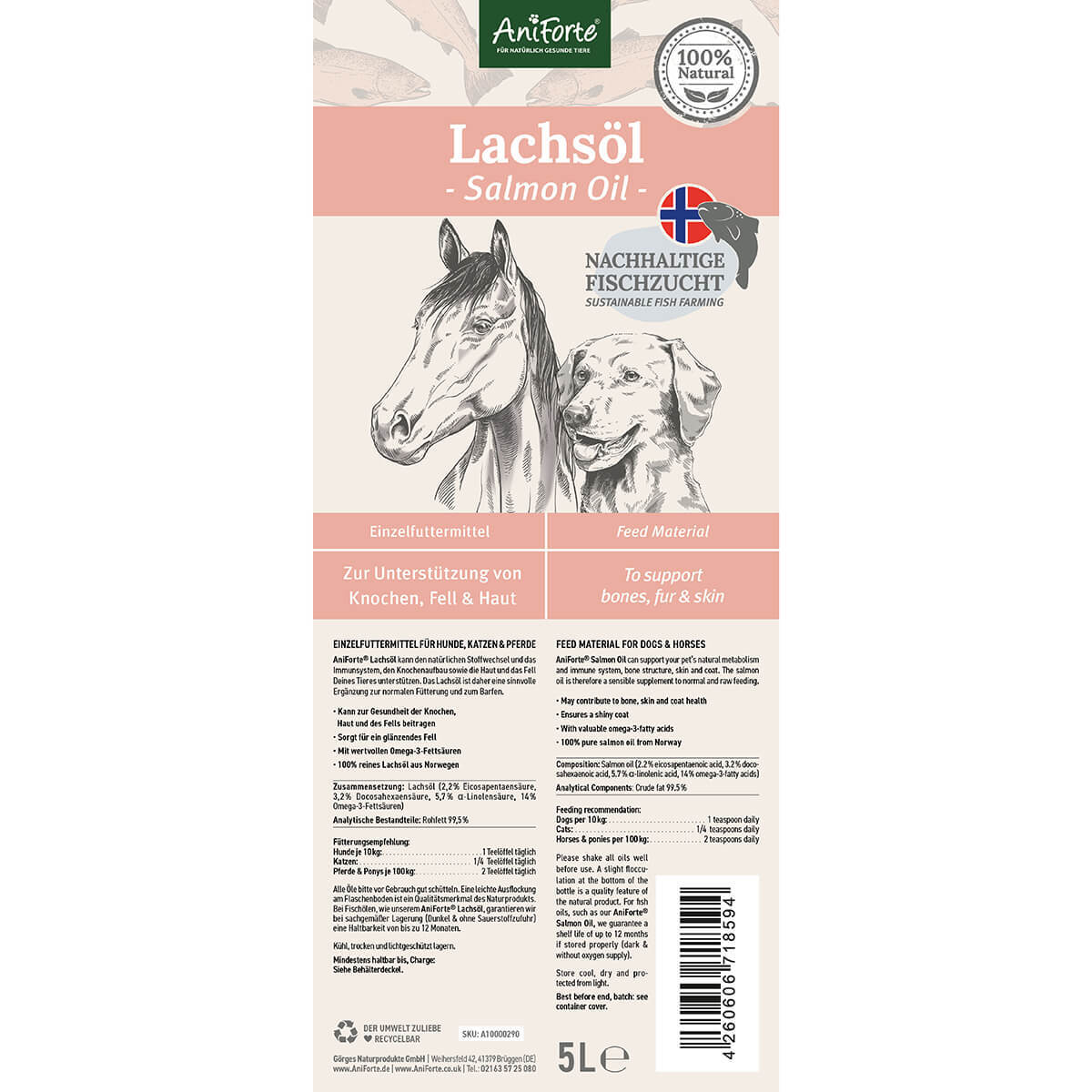 Aniforte Ergänzungsfutter & Aufzucht Aniforte Lachsöl 5 Liter