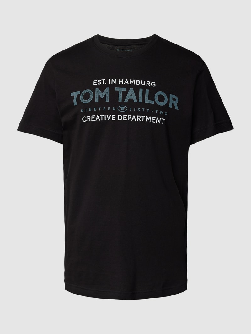 T-Shirt mit Label-Print in schwarz