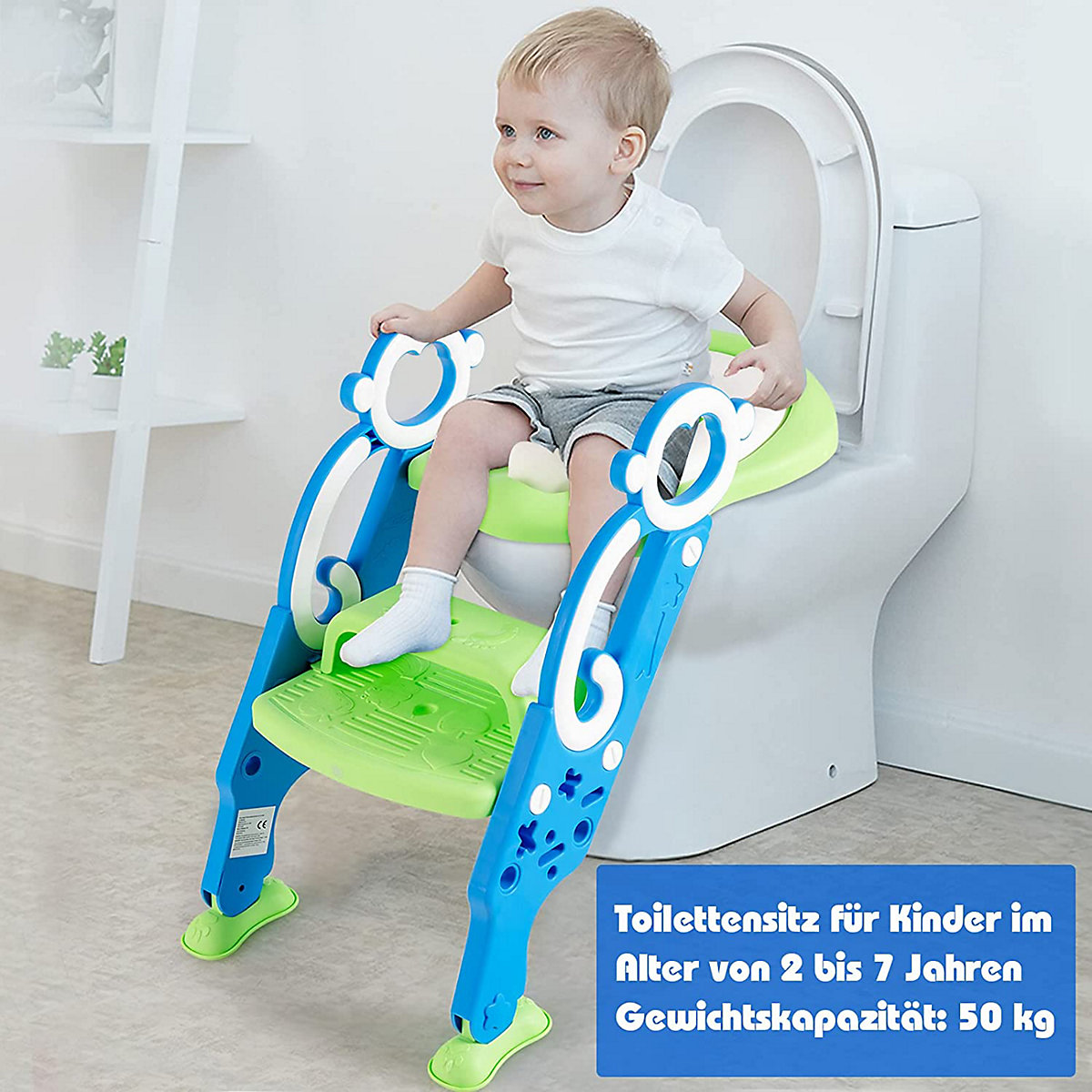 Toilettentrainer höhenverstellbar mit Leiter und Griffe