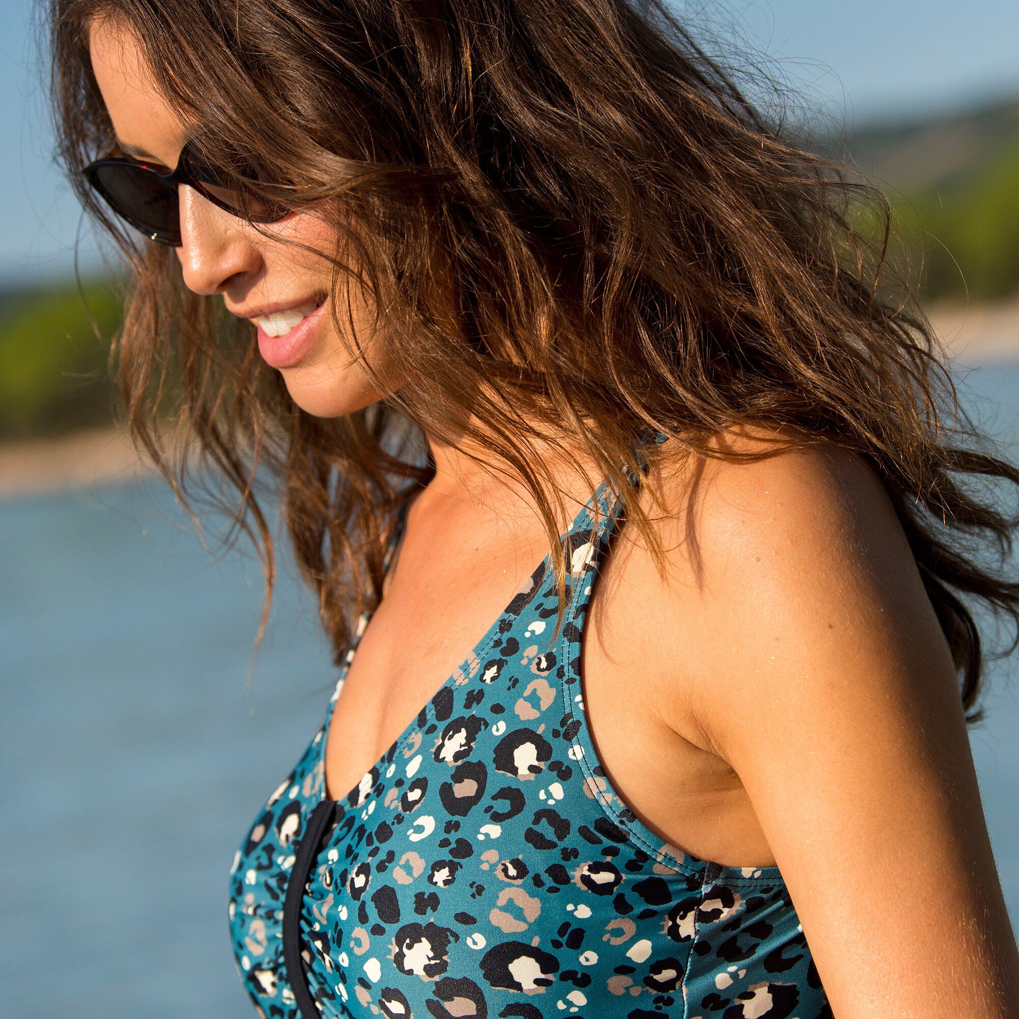 Haut de tankini imprimé asymétrique