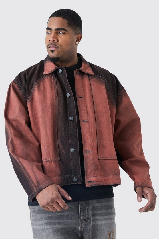 Plus Overdyed Denim Harrington