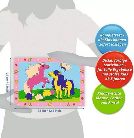 CreArt Süße Ponys - Malen nach Zahlen für Kinder ab 5 Jahren