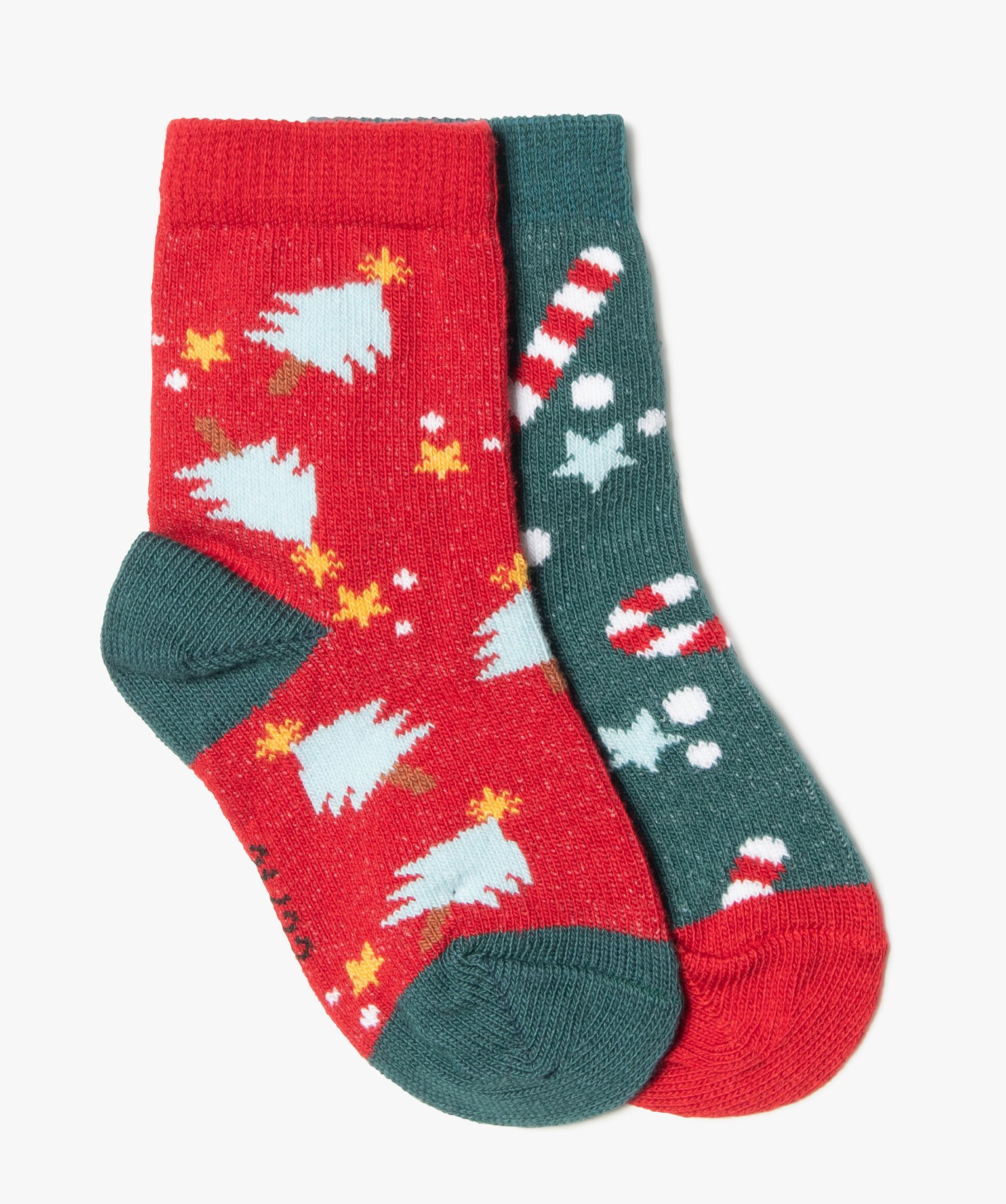 Chaussettes bébé fille tige haute motif Nol (lot de 2) vert | GEMO