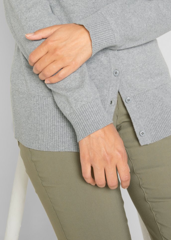 Basic Feinstrickjacke mit recycelter Baumwolle