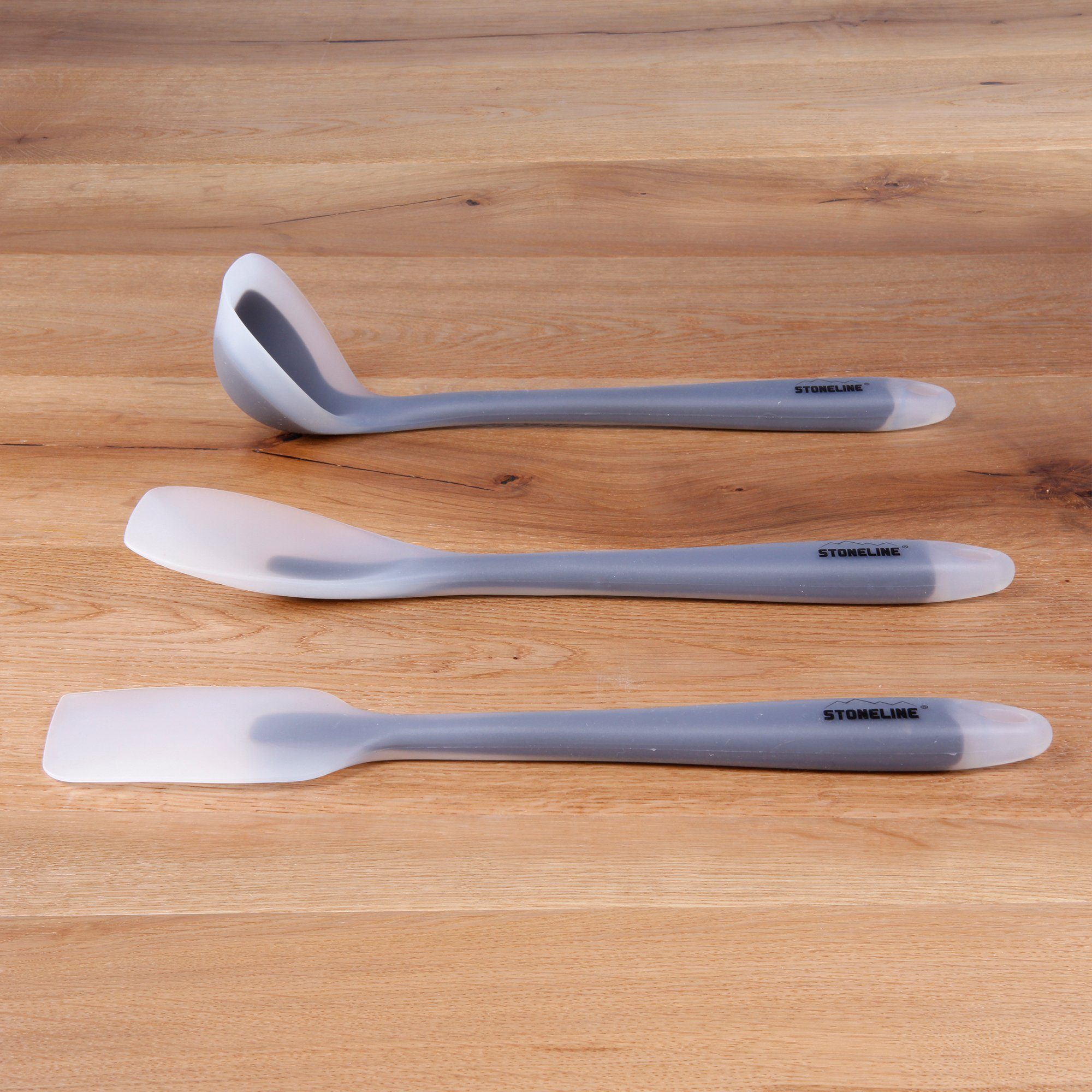 STONELINE Kochbesteck-Set Küchenhelfer-Set, 3-teilig, 1 Schaber, 1 Kochlöffel und 1 Suppenkelle (3-teiliges Set, 3-tlg), ideal für beschichtete Pfannen und Töpfe, Designed in Germany