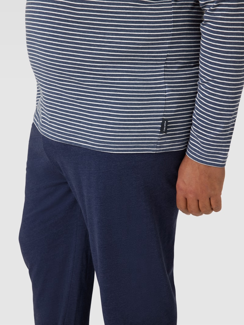 PLUS SIZE Pyjama mit Streifenmuster in blau meliert