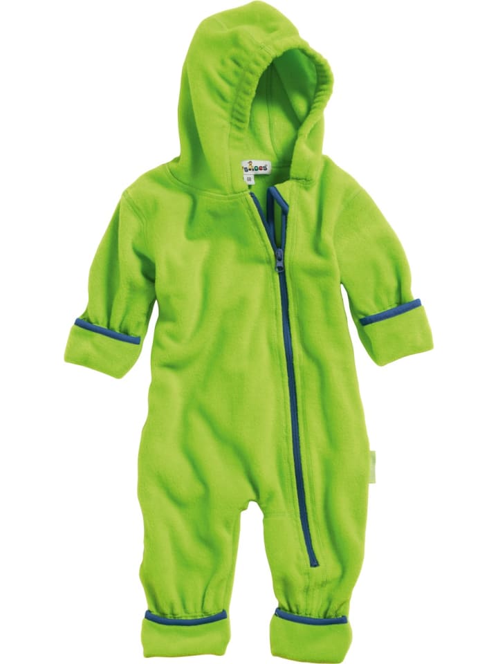 Playshoes Fleece-Overall farblich abgesetzt in Grün günstig kaufen