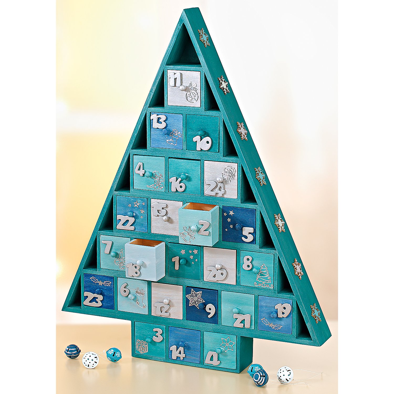 Adventskalender-Zahlen aus Holz, silber
