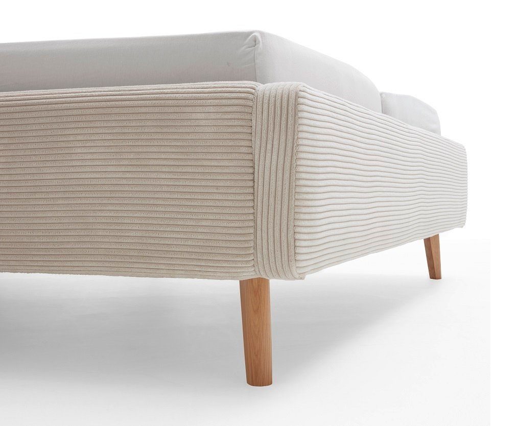 meise.möbel Holzbett Polsterbett Mattis Cord, beige, 140/160/180 x 200 cm, verschiedene