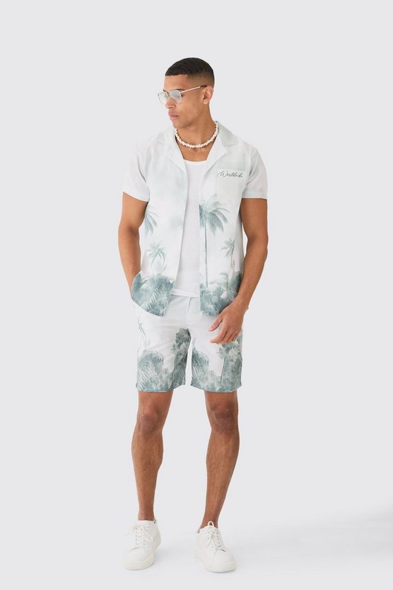 Hemd & Shorts in Leinenoptik