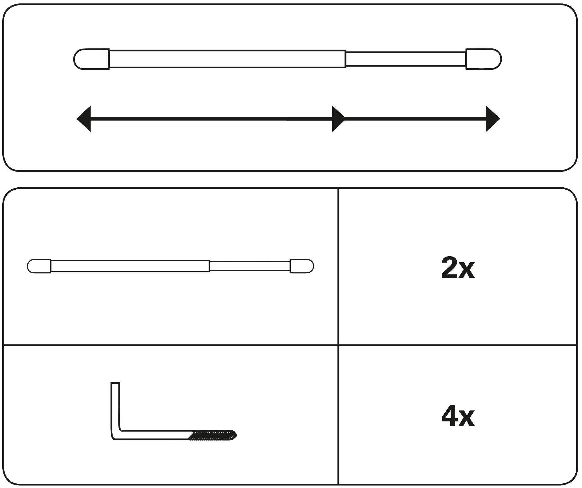 Scheibenstange Vitragestange, GARDINIA, Ø 11 mm, 1-läufig, ausziehbar, ohne Bohren, verschraubt, Serie Vitragestange flachoval Ø 11 mm