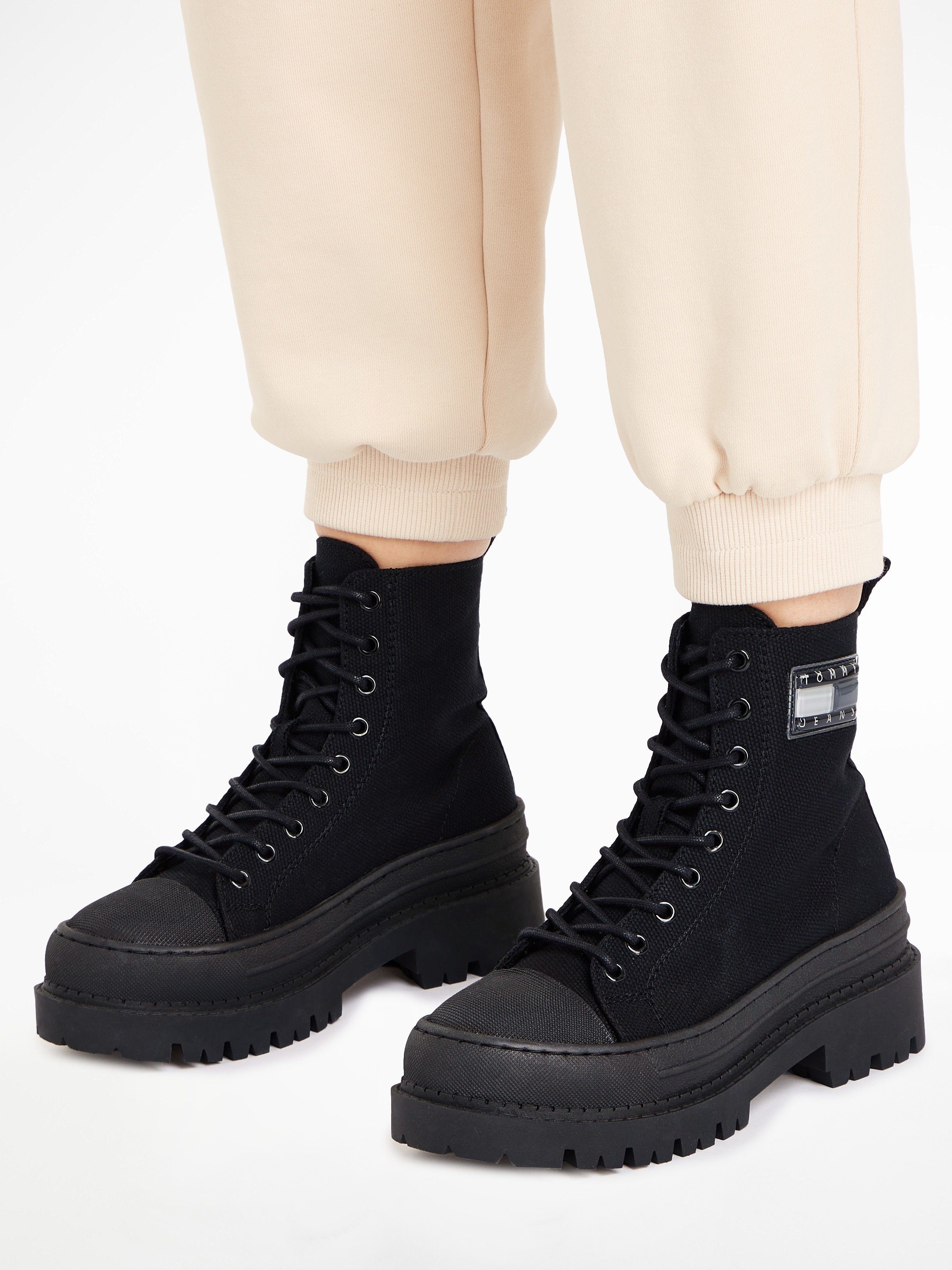 Tommy Jeans TJW FOXING CANVAS BOOT Schnürboots mit praktischer Anziehlasche