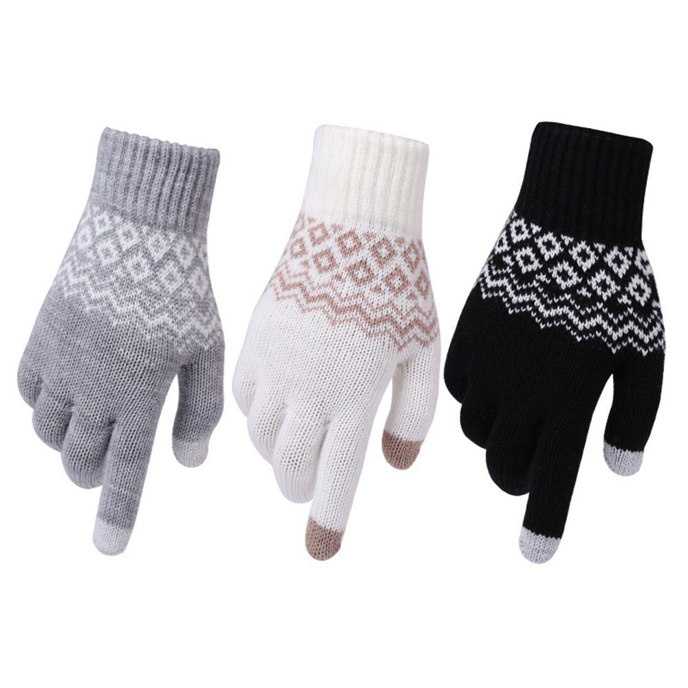 Strickhandschuhe strickhandschuhe damen (1-Paar, Verdickt) Warm und kältebeständig