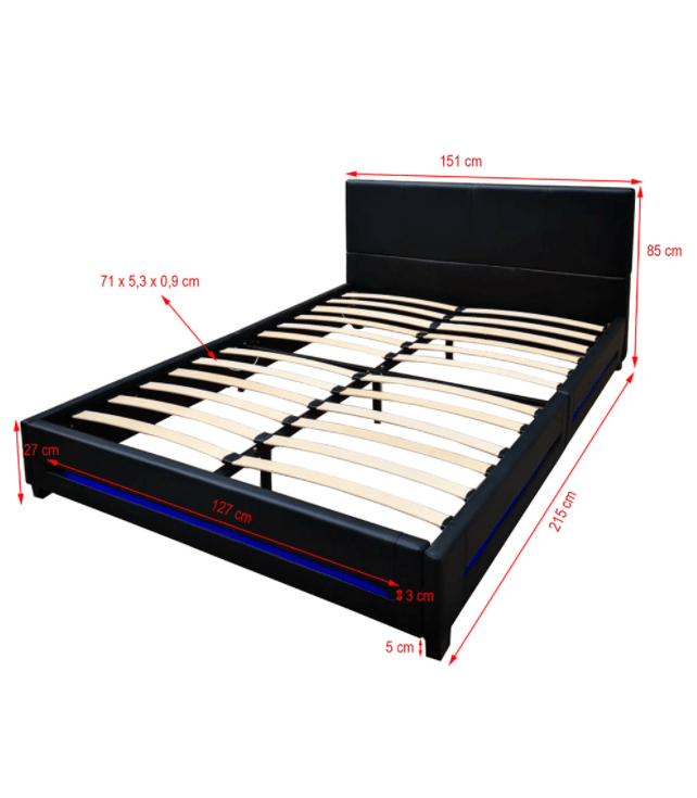 Home Deluxe LED Bett ASTEROID - 140 x 200 cm Schwarz
