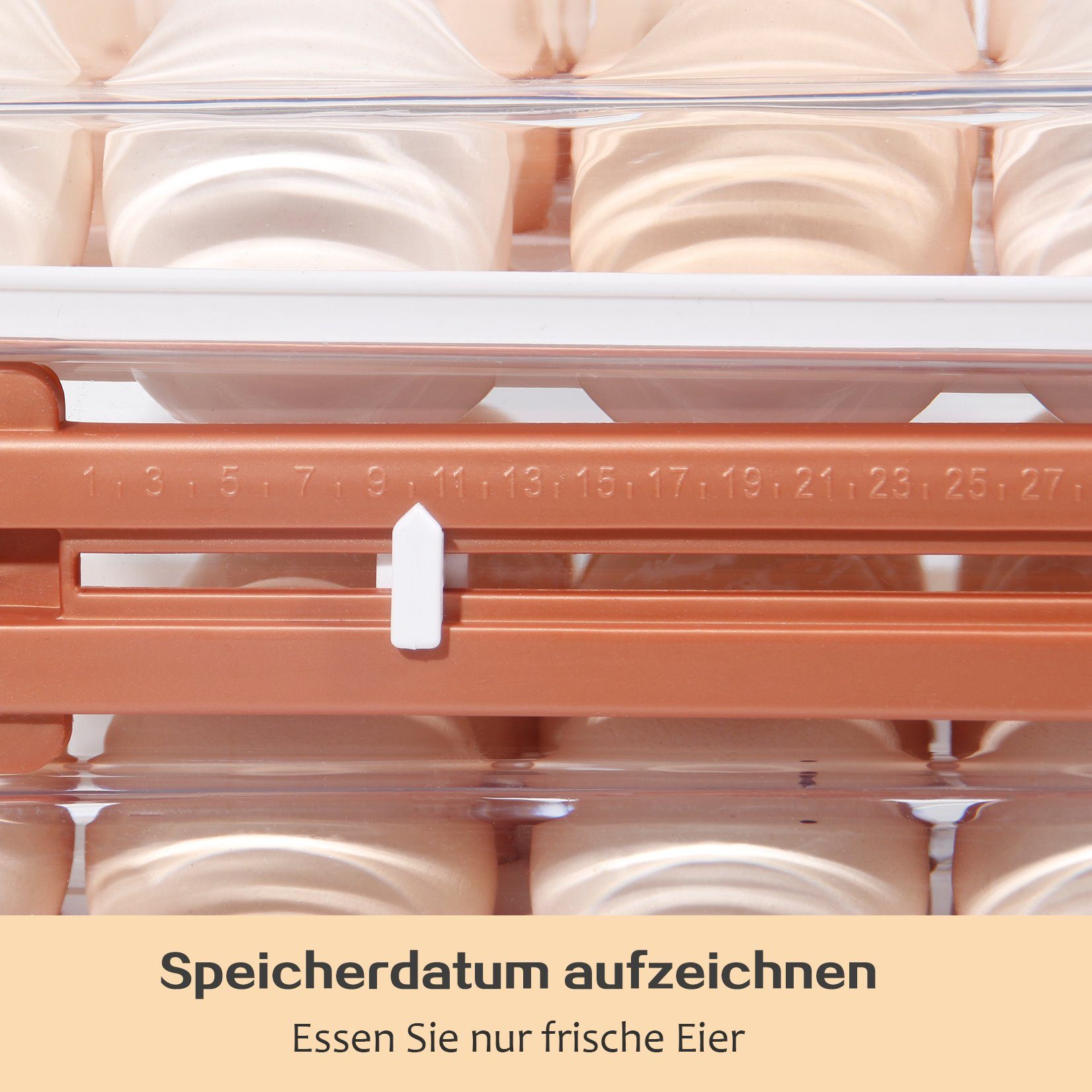 Zedelmaier Eierkorb Eierbox 32 eier, Doppelter Eierbehälter für Kühlschrank große Weiß, (STEG-232), Eierkarton mit Zeitschaltuhr, Eier Aufbewahrung