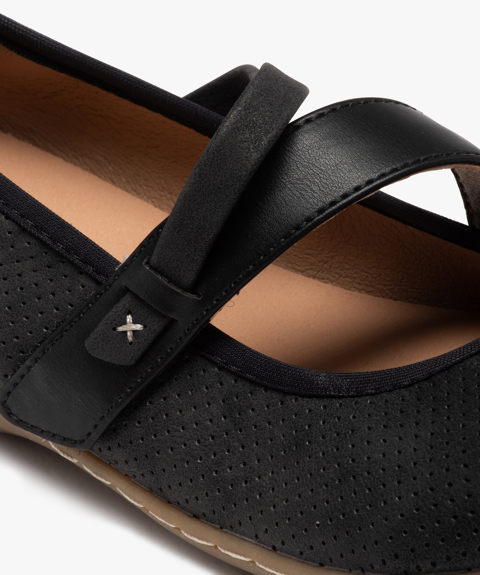 Ballerines femme confort unies à bride scratch noir | GEMO