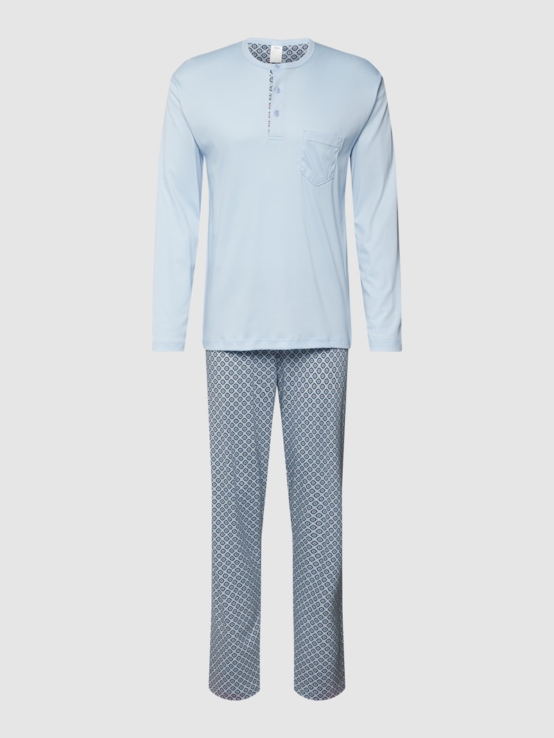 Pyjama mit Allover-Muster Modell 'RELAX' in hellblau