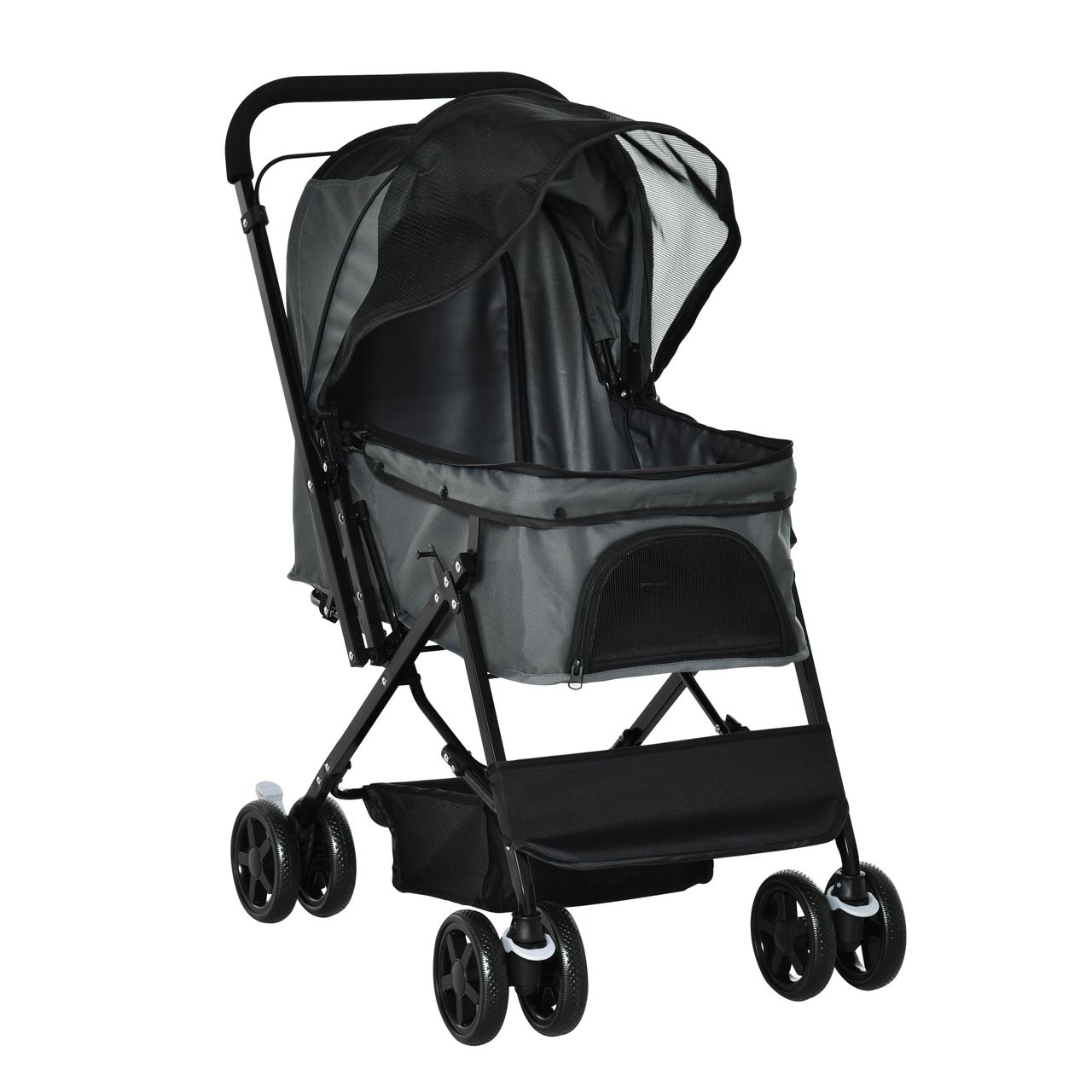 PawHut Hundebuggy Hundewagen für kleine Hunde Katzen Pet Stroller Oxford Grau