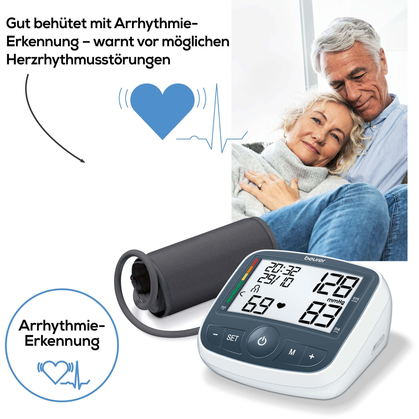 Beurer Oberarm-Blutdruck-messgerät BM 40-Vollautomatische Blutdruck- & Pulsmessung mit XL-Display