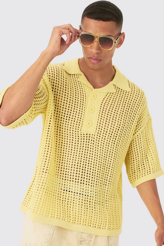 Oversize Strick-Poloshirt