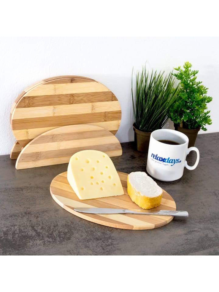 relaxdays 4er Set Frühstücksbrettchen in Natur - (B)25 x (T)18 cm günstig kaufen onesize