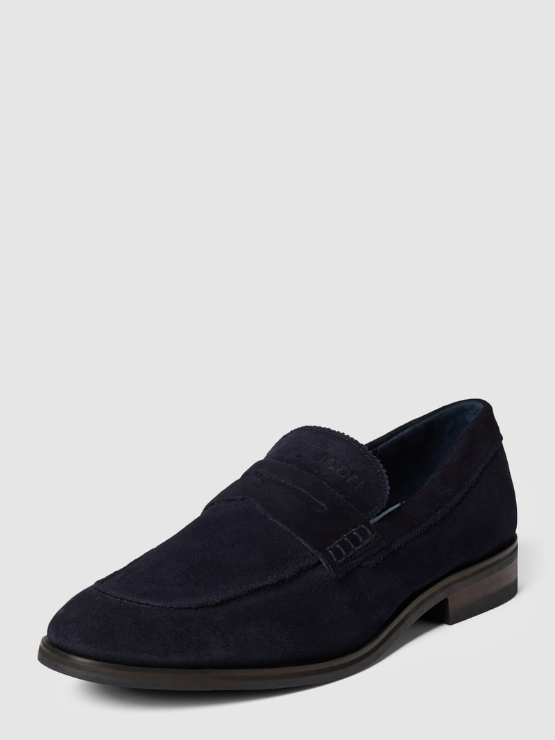 Penny-Loafer mit Label-Details in marineblau