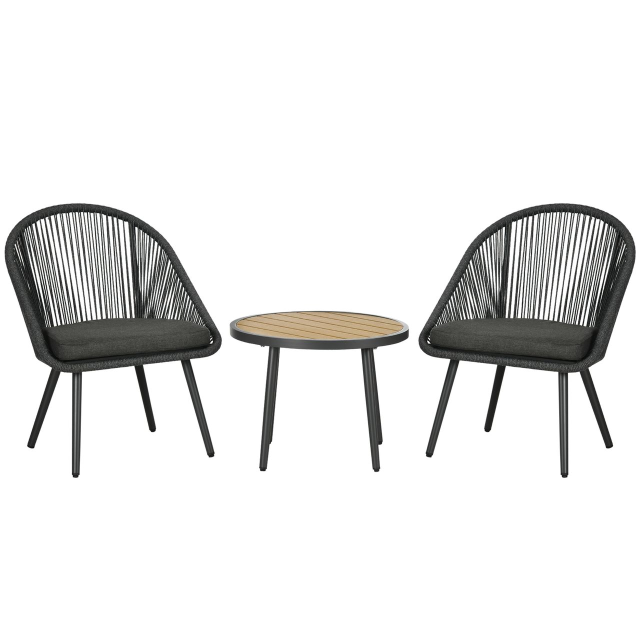 Outsunny 3-TLG. Gartenmöbel Set Rattan Balkonmöbel inkl. Tisch, 2 Stühle