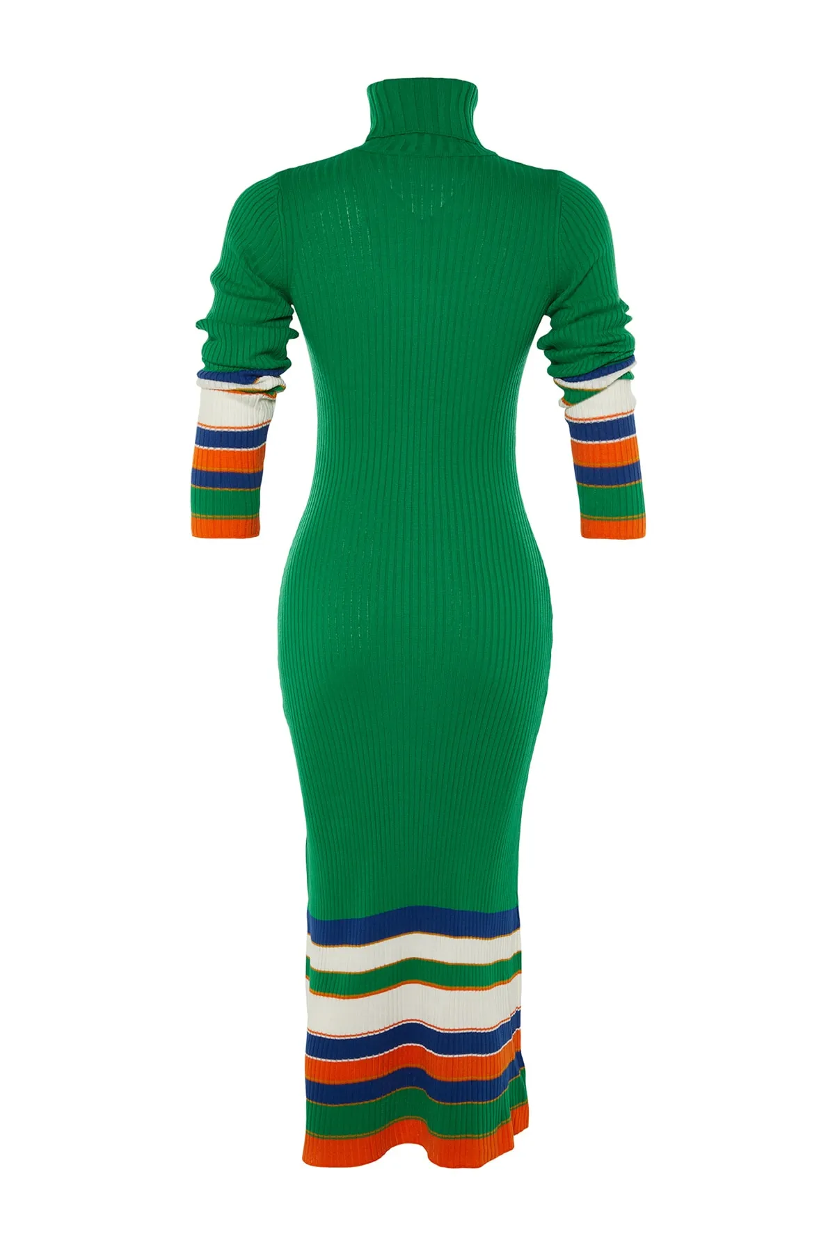 Trendyol Collection  Grün Grünes Midi-Strickkleid mit Farbblockmuster TWOAW23EL00070 Kleid TWOAW23EL00070