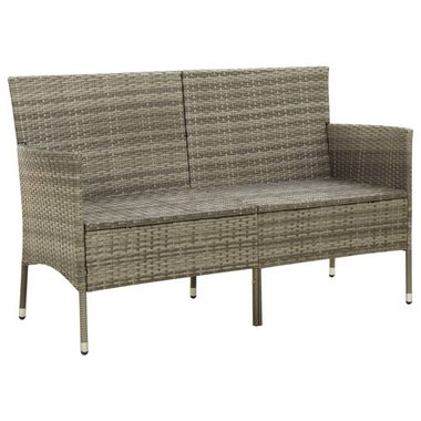 vidaXL Loungesofa Gartensofa 3-Sitzer mit Kissen Grau Poly Rattan, 1 Teile