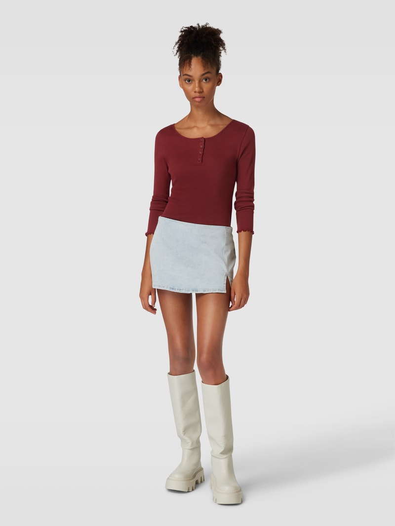 Longsleeve mit kurzer Knopfleiste Modell 'HENLEY' in rostrot