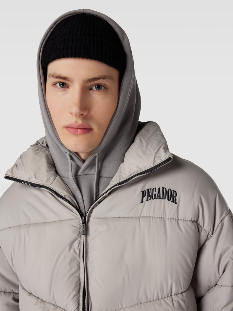 Steppjacke mit Label-Stitching Modell 'SPILLER' in mittelgrau
