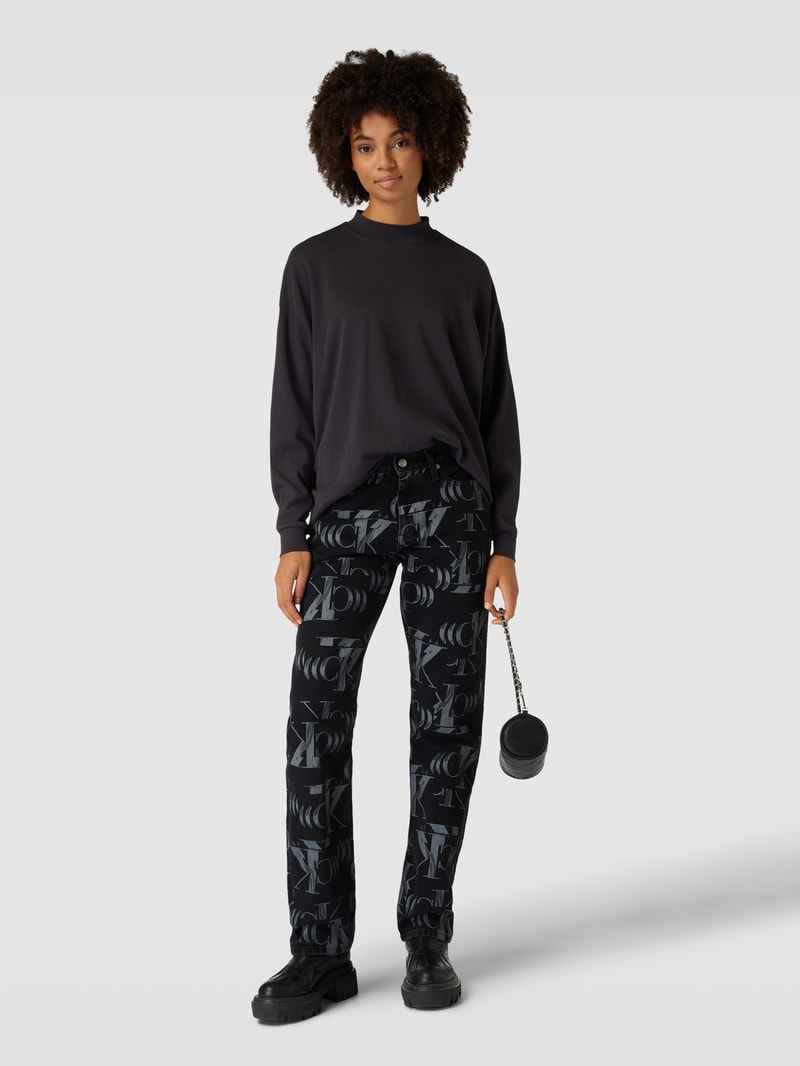Straight Leg Jeans mit Allover-Logo-Muster in black