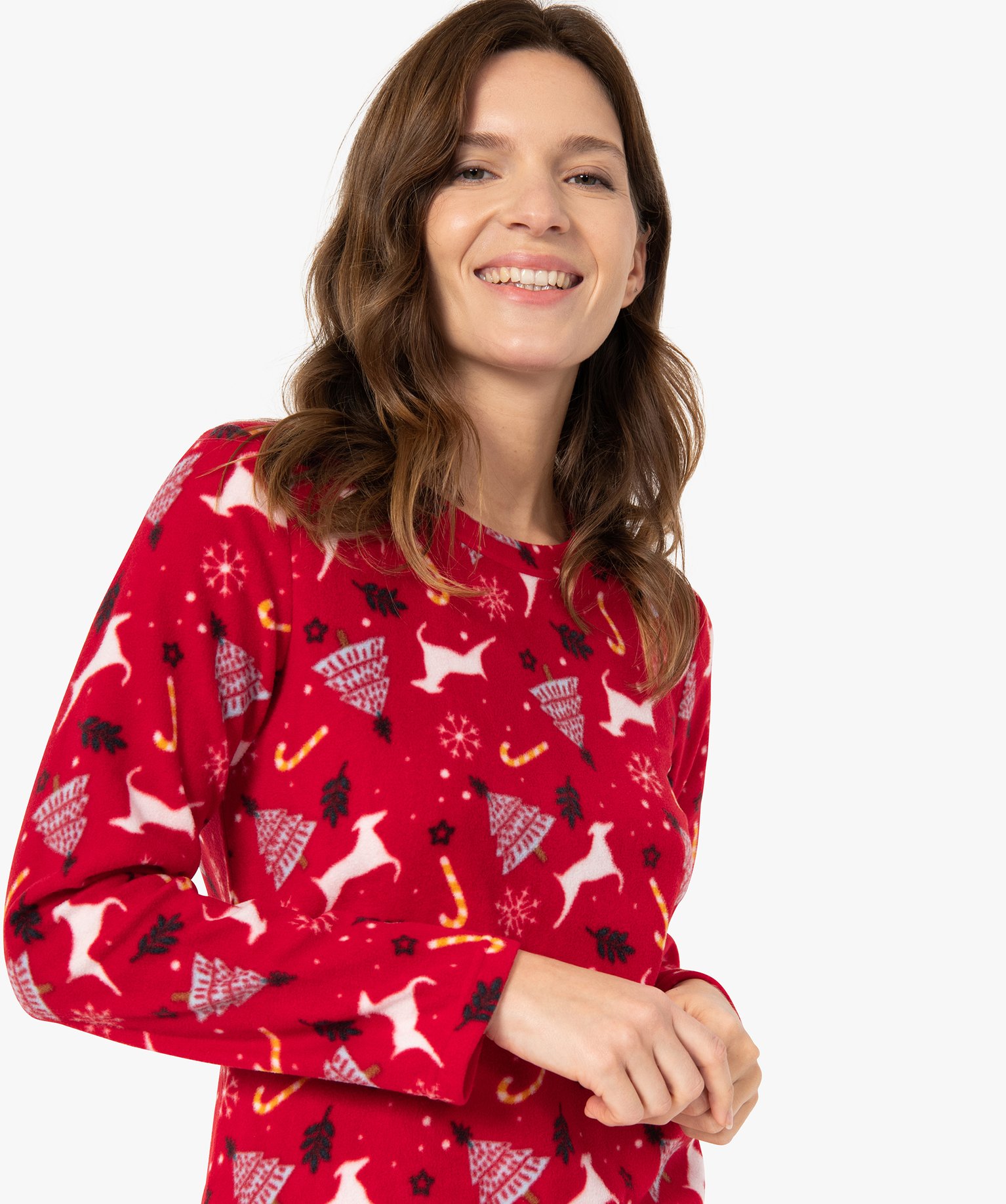 Pyjama femme spécial Nol en polaire fine imprime | GEMO