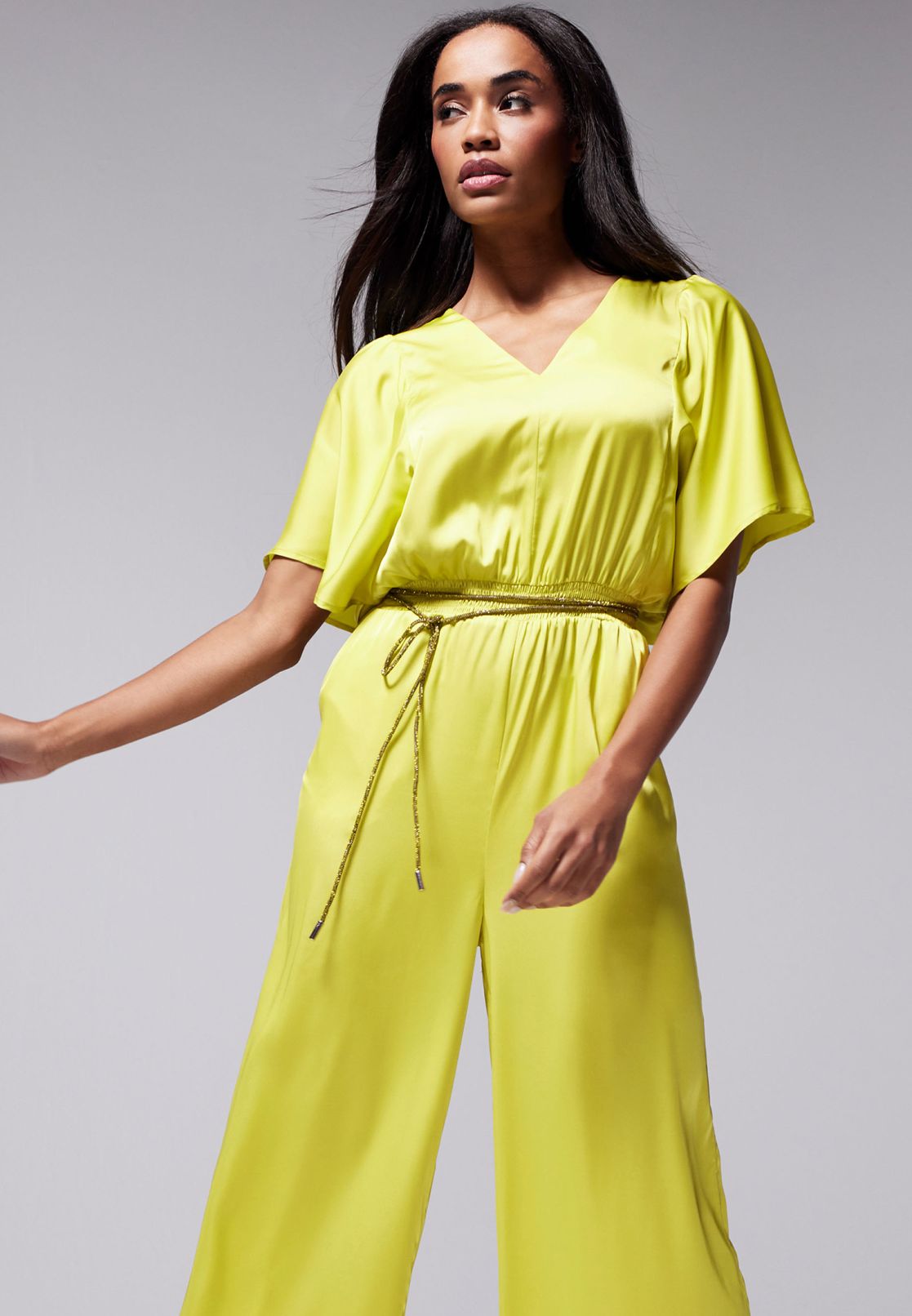 Jumpsuit Satin mit Stoffgürtel