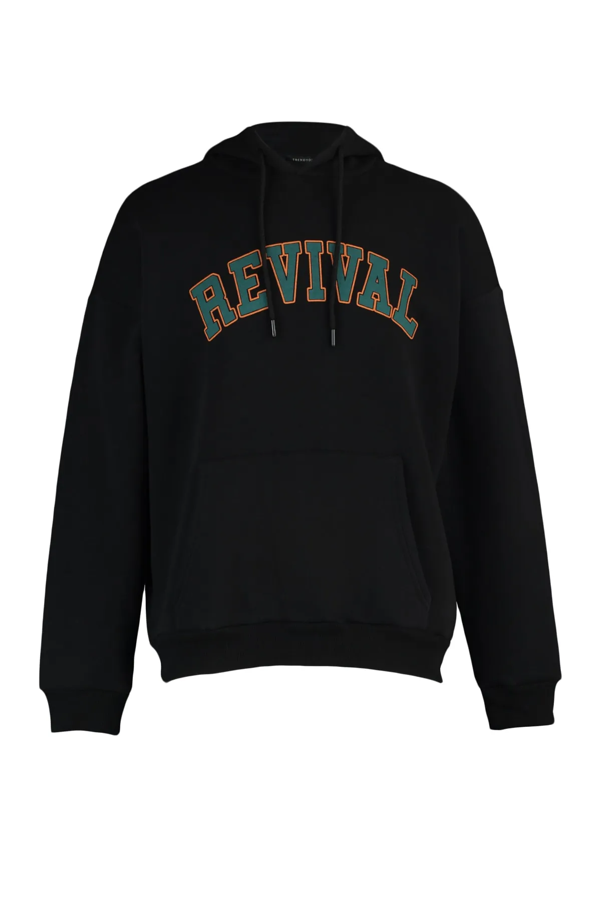 Trendyol Collection  Schwarzes, übergroßes/weit geschnittenes Unisex-Sweatshirt mit Kapuze und Textdruck TMNAW22SW1462