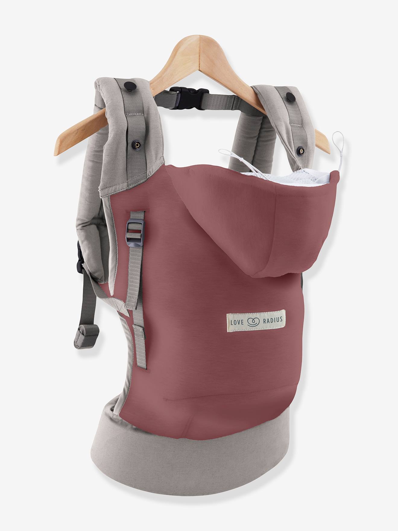 Pack HoodieCarrier + cale-tête et réhausseur LOVE RADIUS gris flanelle