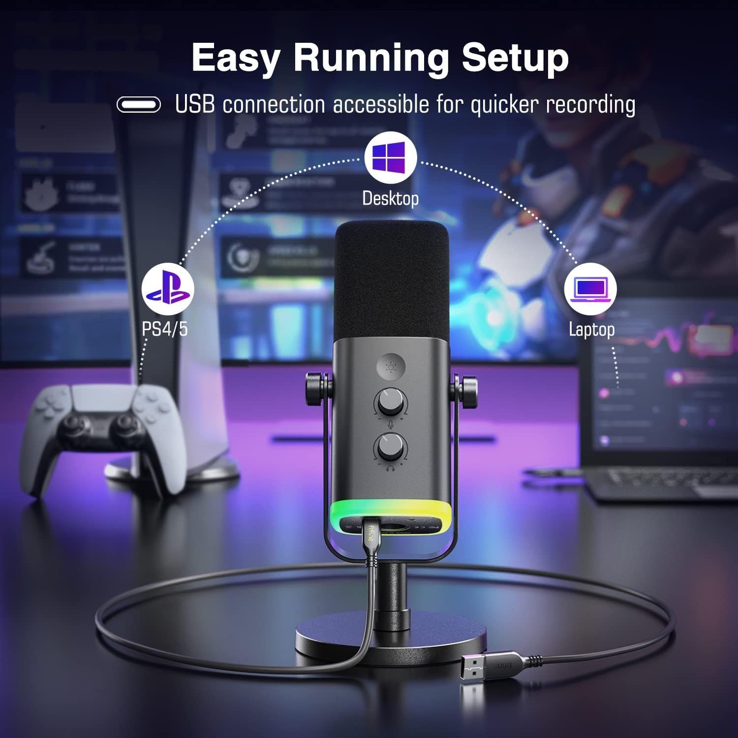 FIFINE Streaming-Mikrofon XLR Mikrofon Dynamisch für Streaming Podcast Studio, USB Microphone, mit Stummschalttaste, für Gaming PC PS4/5 Mac Mixer Soundkarten