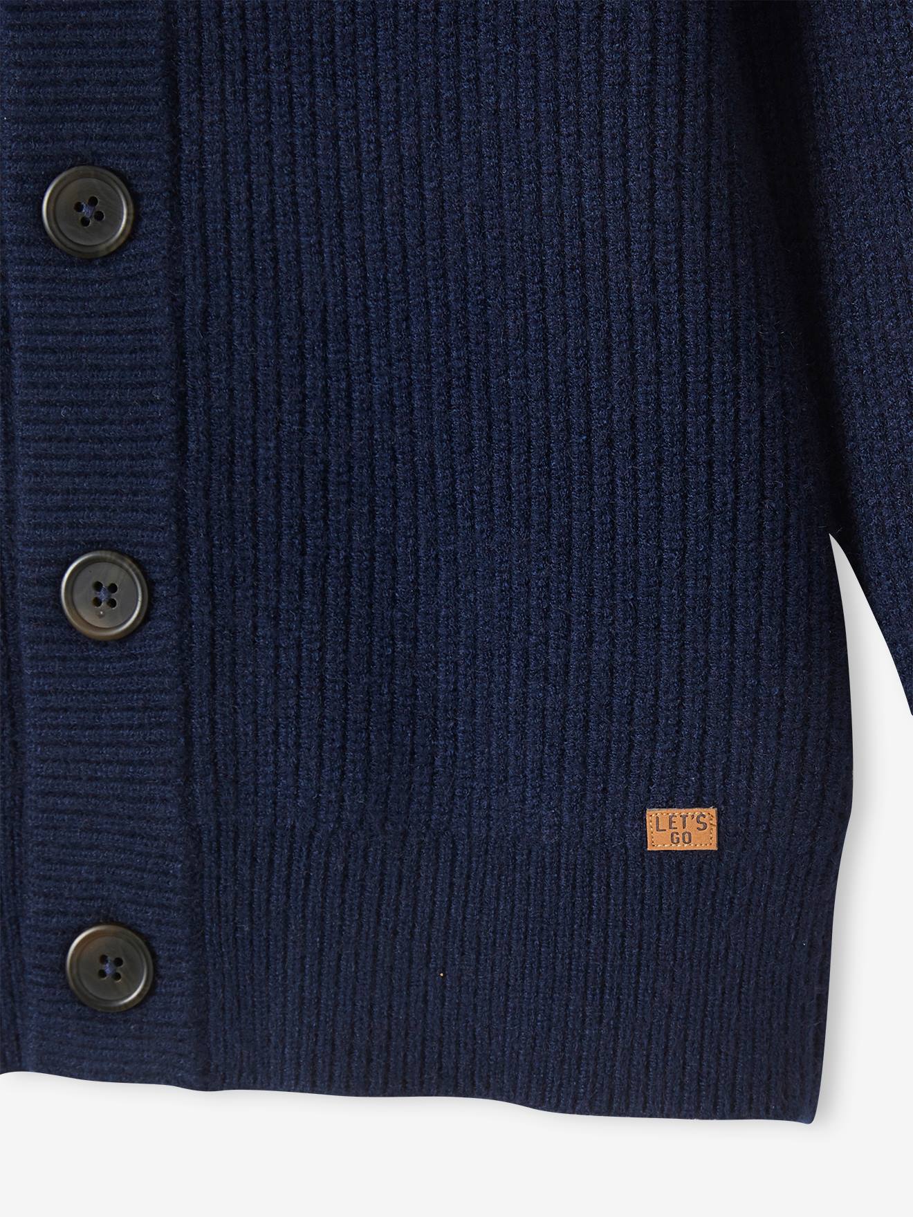 Vertbaudet Jungen Strickjacke, Musterstrick Oeko-Tex - grau meliert