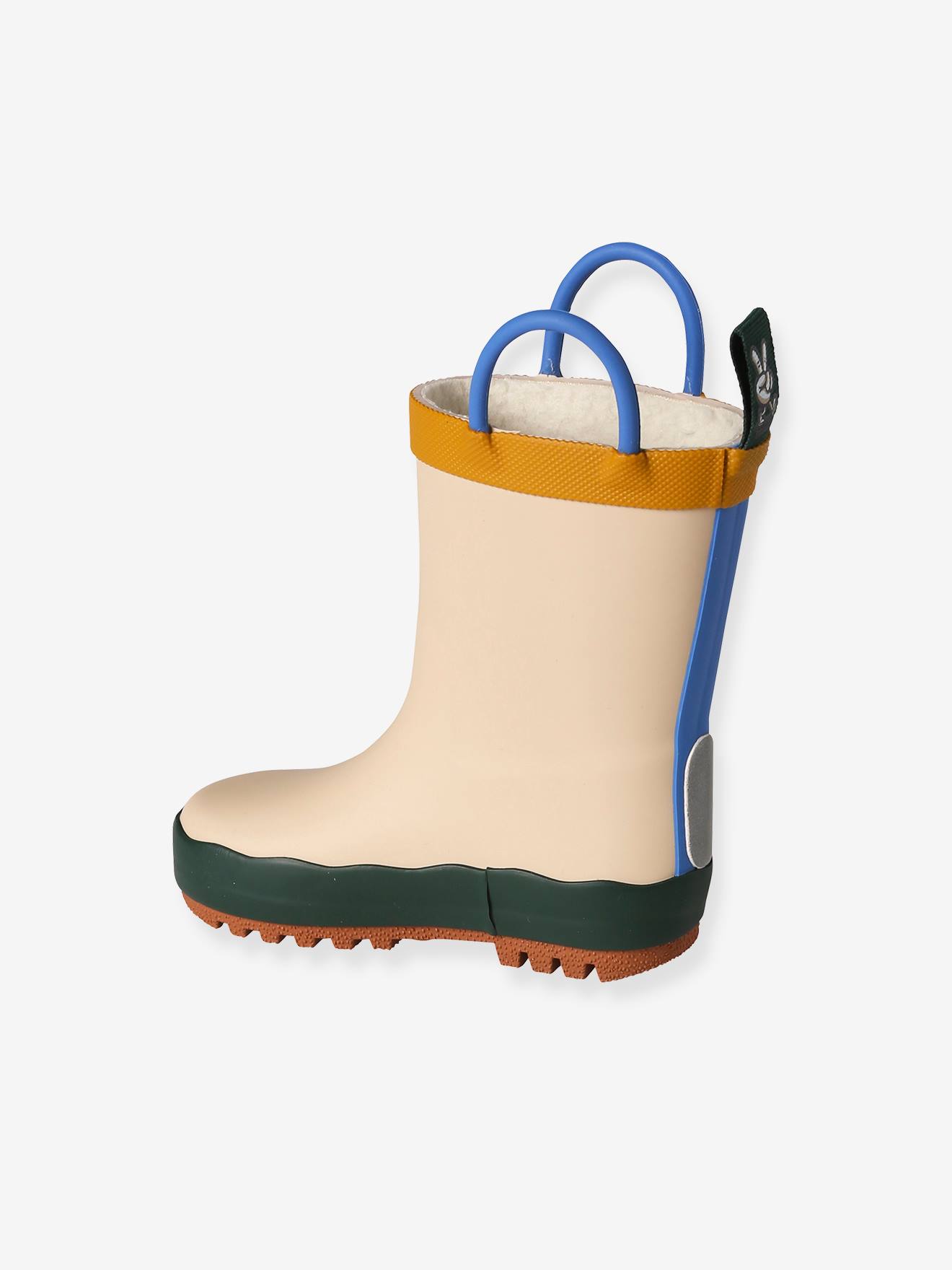 Bottes de pluie fourrées en caoutchouc imprimé bébé beige