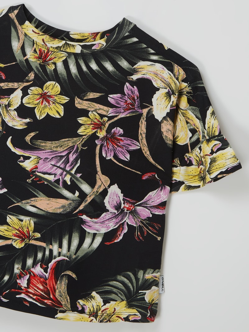 Shirt mit Volantärmeln in schwarz