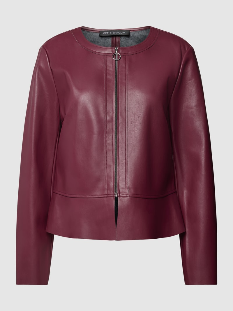Jacke in Leder-Optik in bordeaux rot