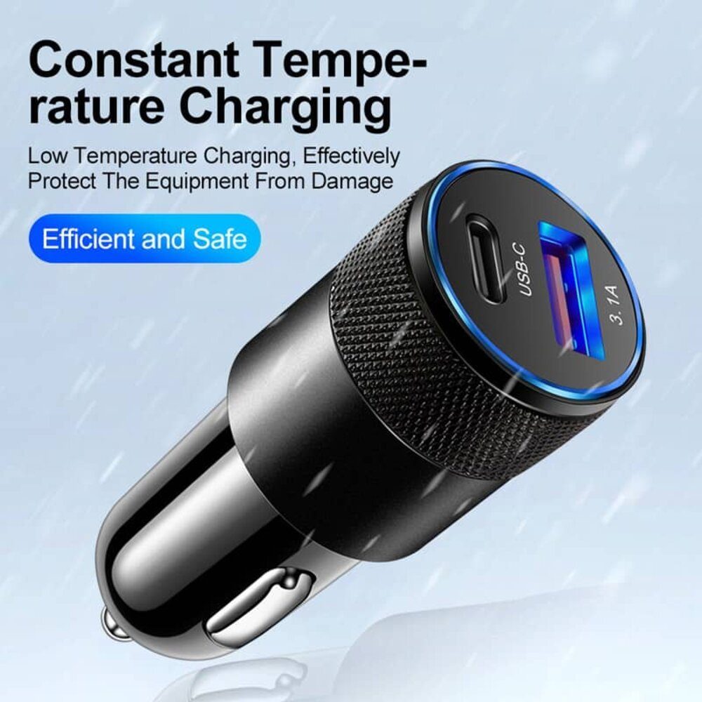Gravizone Auto Ladegerät USB Typ C Ladeadapter KFZ Zigarettenanzünder KFZ-Adapter Usb zu Usb