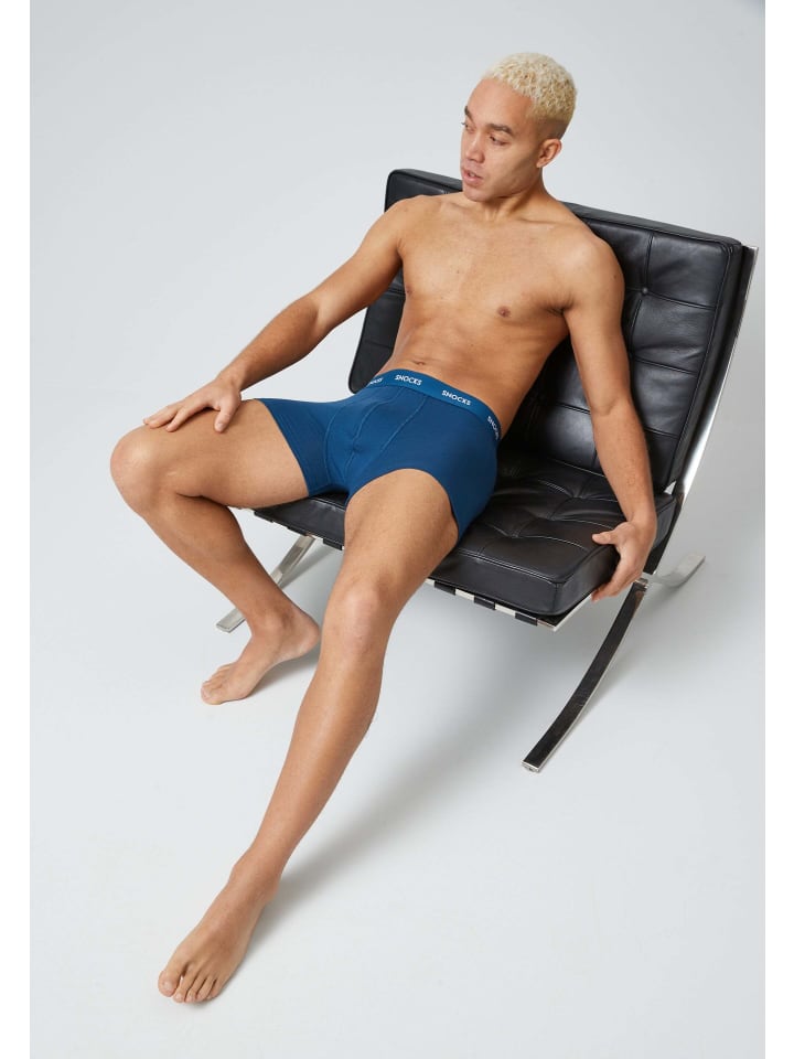 SNOCKS Boxershorts aus Bio-Baumwolle 6 Stück in Blaue Streifen günstig kaufen