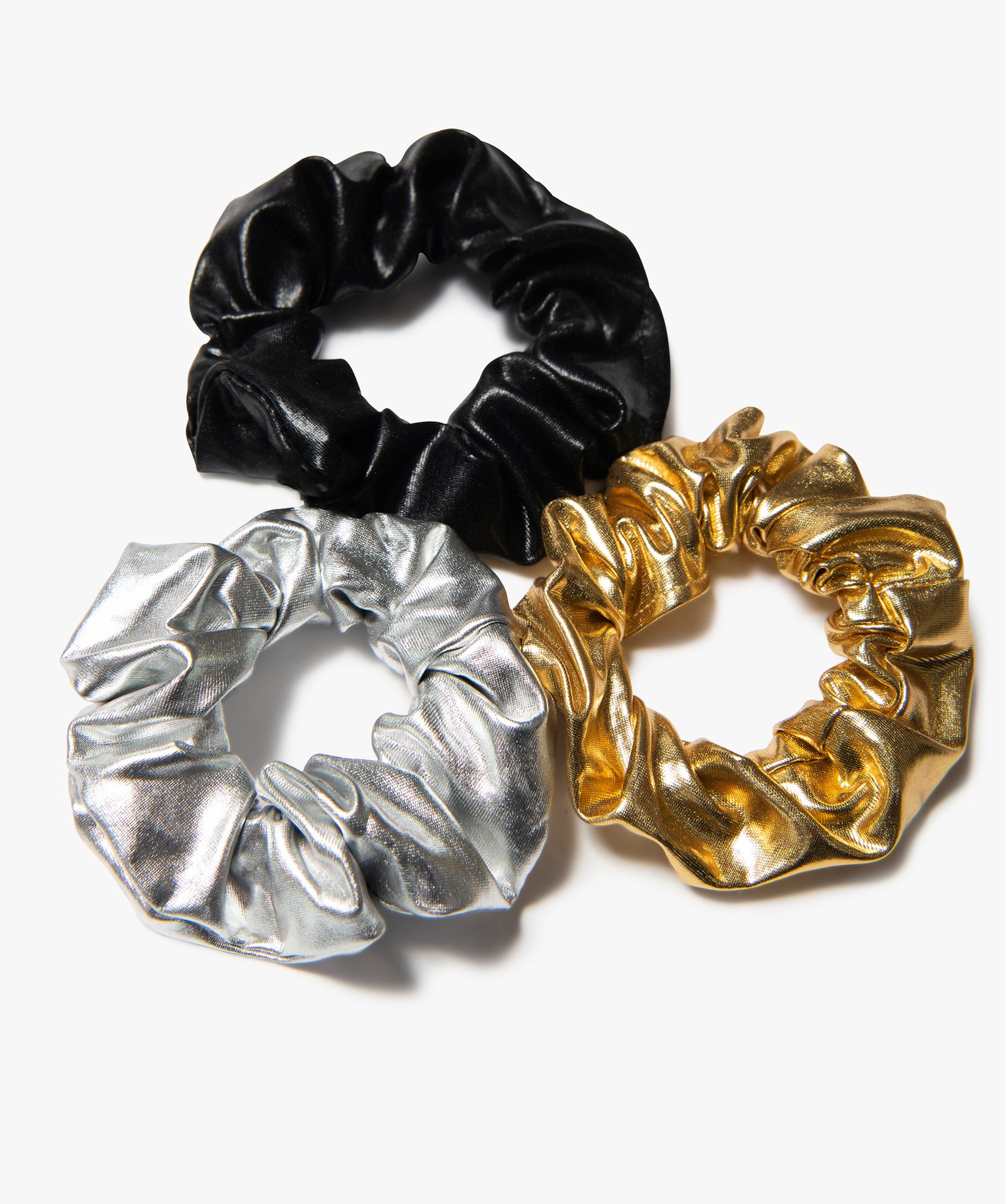 Chouchou femme aux reflets irisés (lot de 3) noir | GEMO