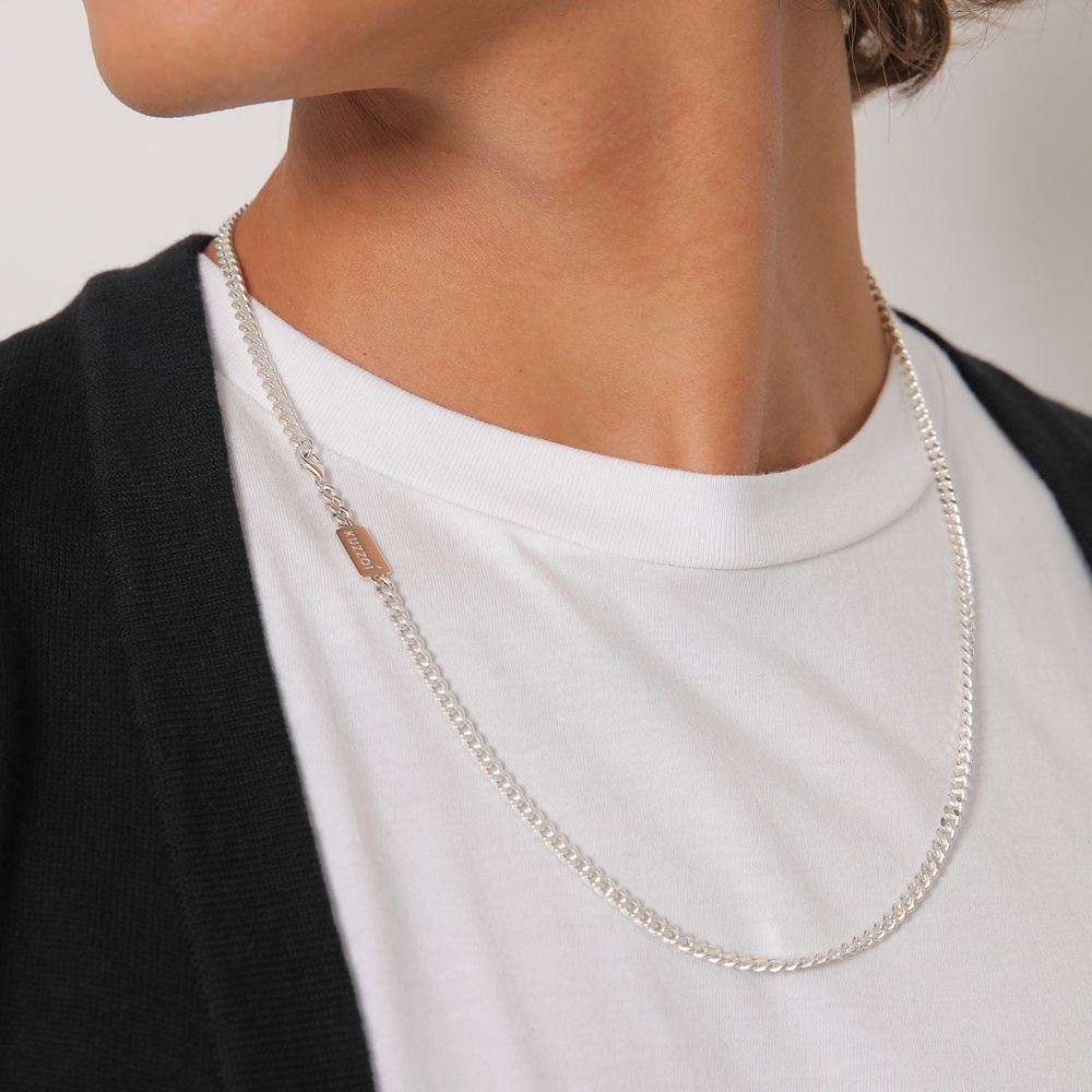 KUZZOI KUZZOI Collier Chaîne de Réservoirs Basic Minimal Massif Collier Homme - (925/100 collier