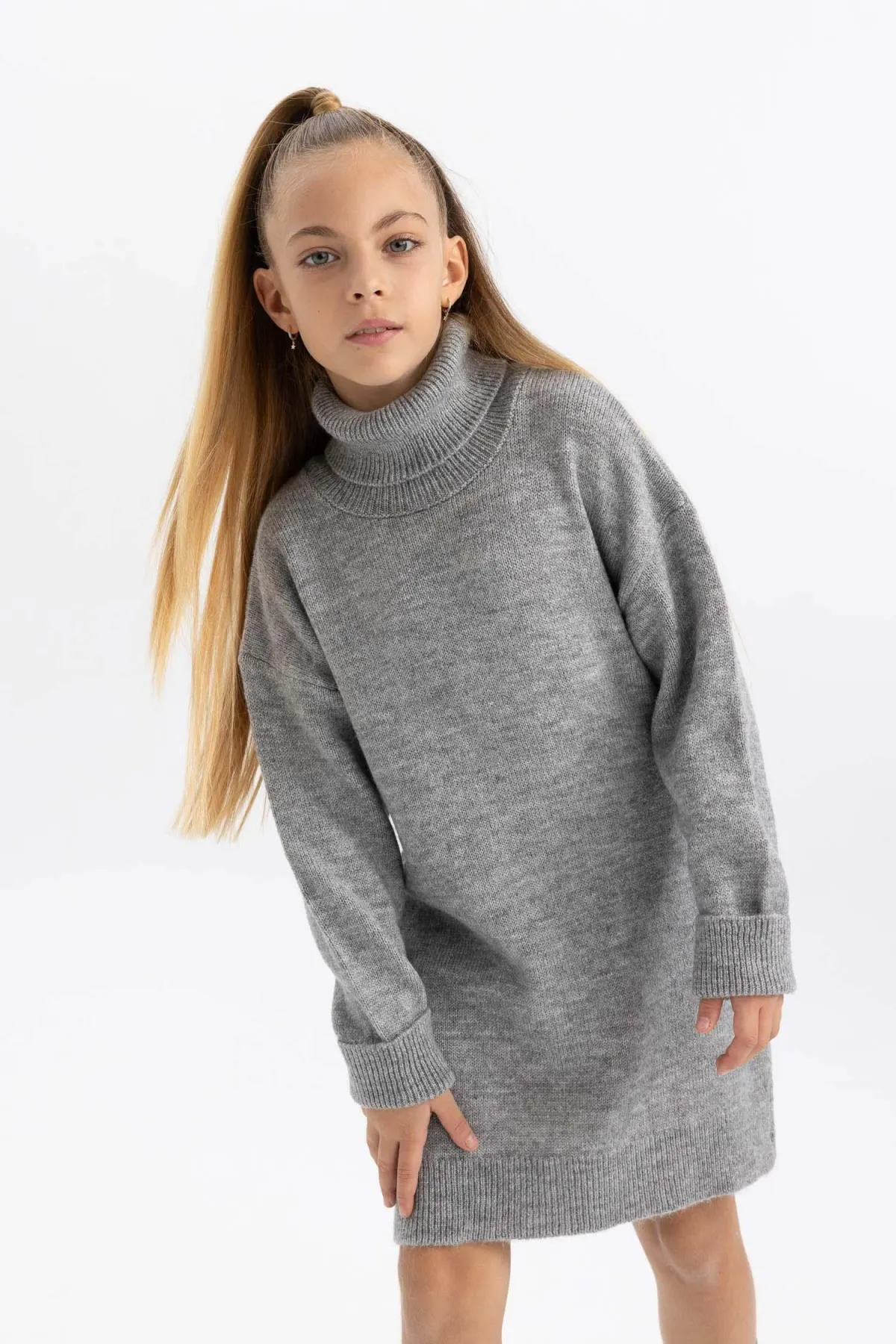 DeFacto  Langarm-Strickkleid mit Rollkragen für Mädchen